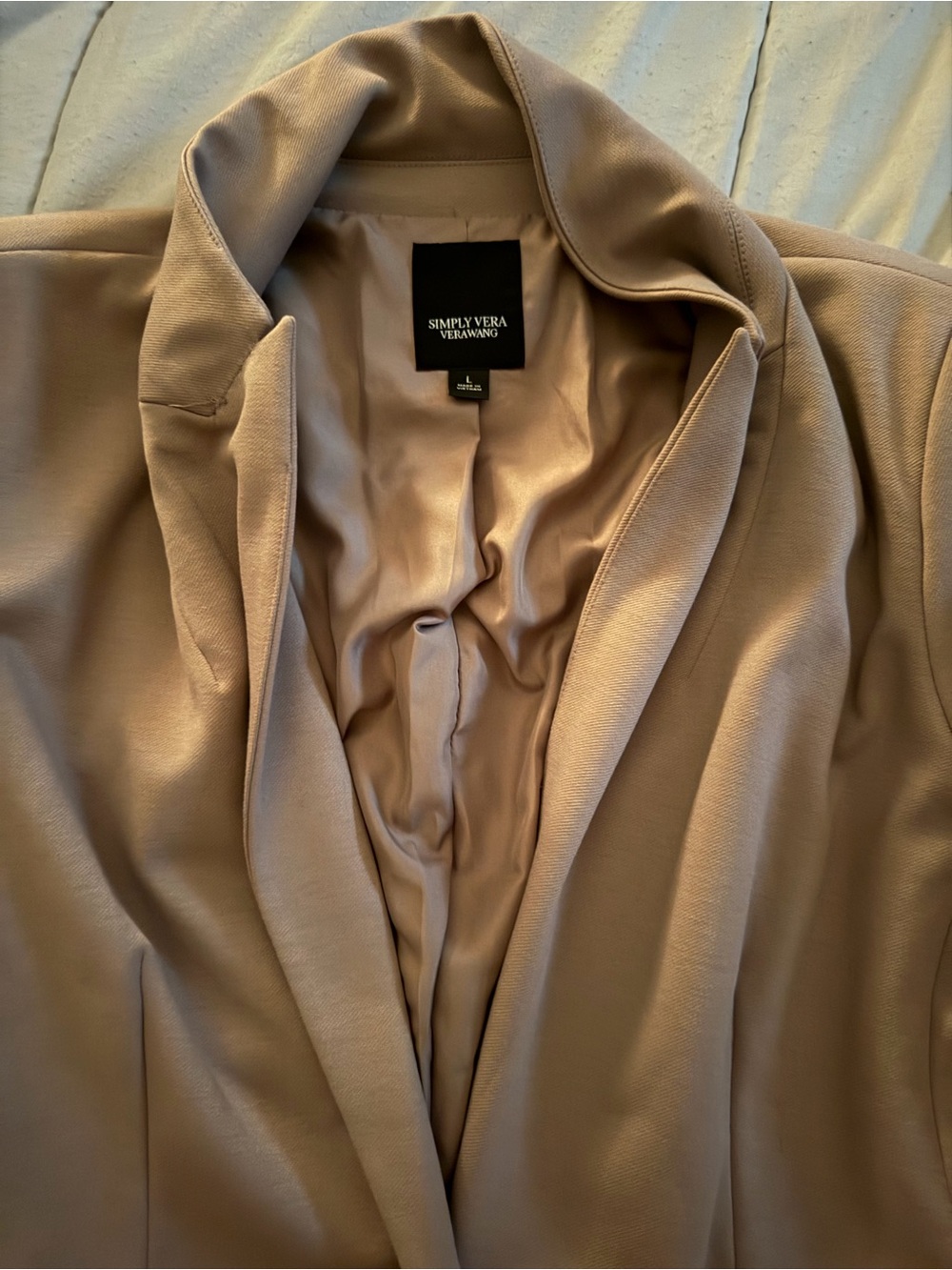 Simply Vera Vera Wang Taupe Open-Front Draped Blazer